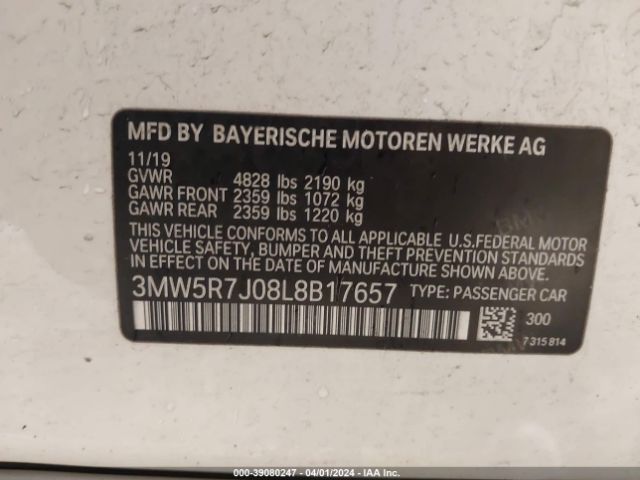 Photo 8 VIN: 3MW5R7J08L8B17657 - BMW 330I 