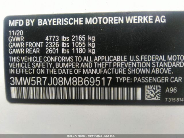 Photo 8 VIN: 3MW5R7J08M8B69517 - BMW 330I 