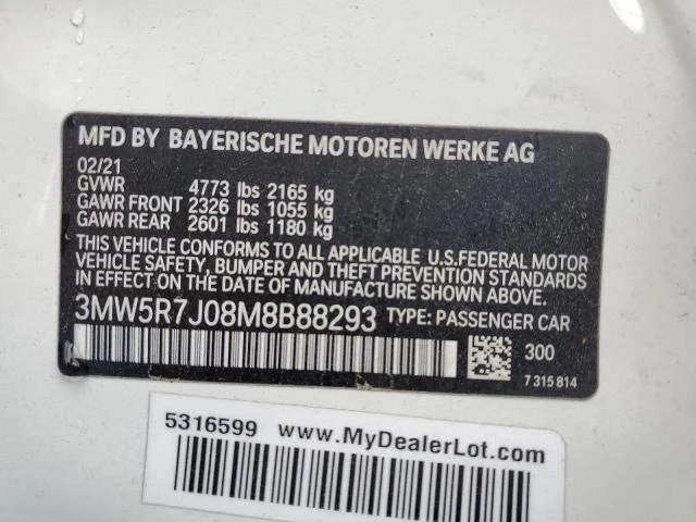 Photo 11 VIN: 3MW5R7J08M8B88293 - BMW 330XI 