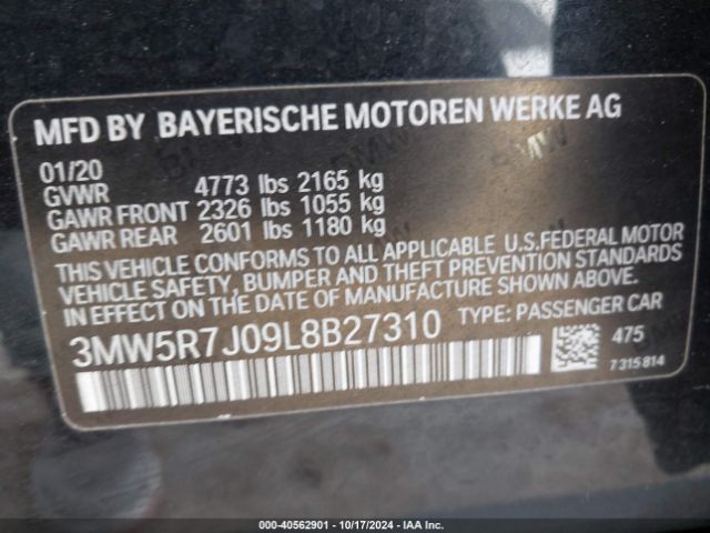 Photo 8 VIN: 3MW5R7J09L8B27310 - BMW 330I 