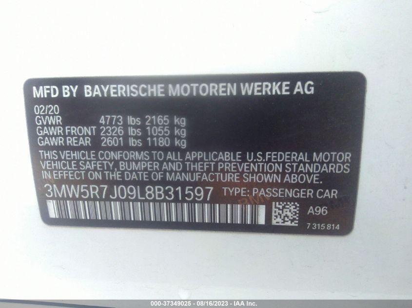 Photo 8 VIN: 3MW5R7J09L8B31597 - BMW 3ER 