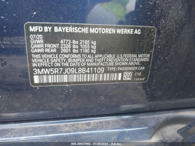 Photo 8 VIN: 3MW5R7J09L8B41109 - BMW 330I 