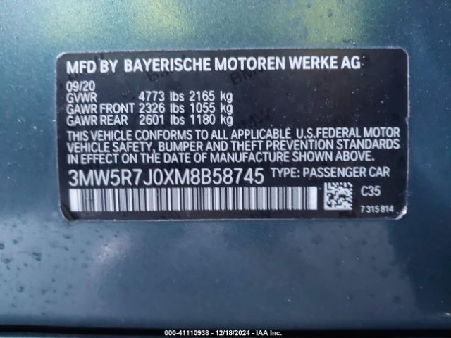 Photo 8 VIN: 3MW5R7J0XM8B58745 - BMW 330I 