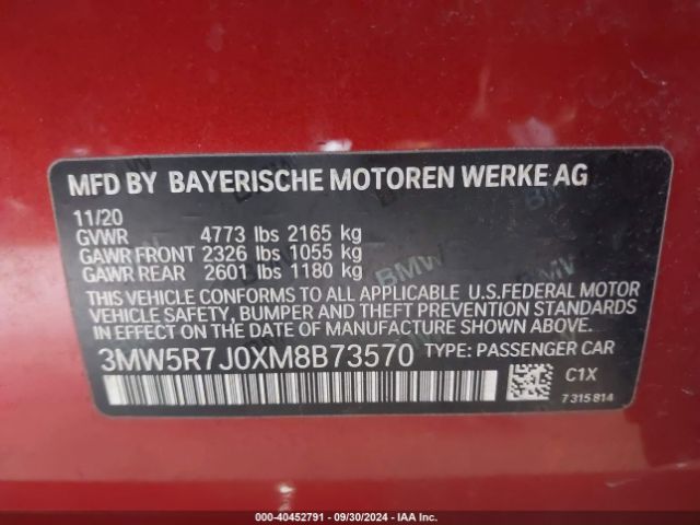 Photo 8 VIN: 3MW5R7J0XM8B73570 - BMW 330I 