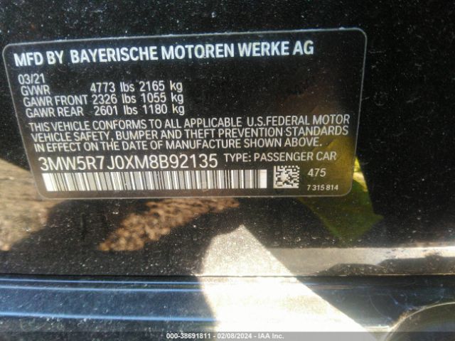 Photo 8 VIN: 3MW5R7J0XM8B92135 - BMW 330I 