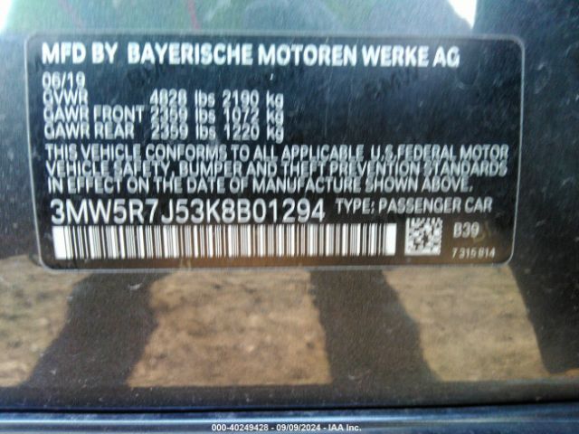 Photo 8 VIN: 3MW5R7J53K8B01294 - BMW 330I 