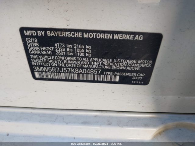 Photo 8 VIN: 3MW5R7J57K8A04857 - BMW 330I 