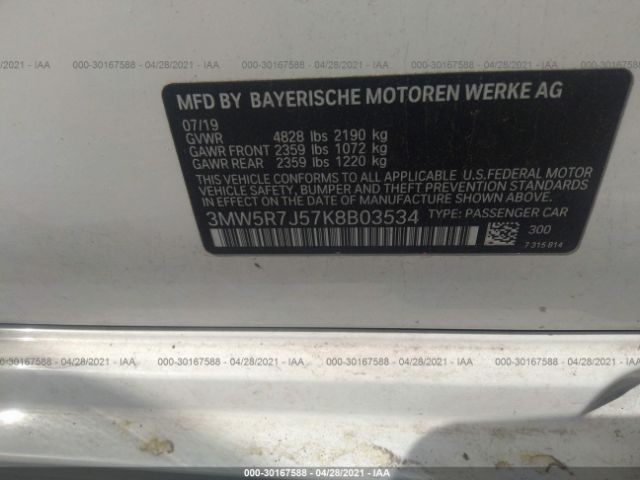 Photo 8 VIN: 3MW5R7J57K8B03534 - BMW 3 SERIES 