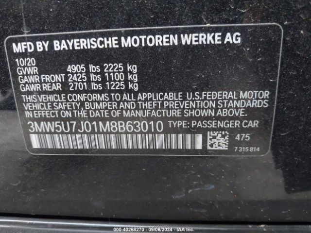 Photo 8 VIN: 3MW5U7J01M8B63010 - BMW M340I 