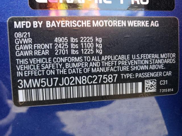 Photo 11 VIN: 3MW5U7J02N8C27587 - BMW M340I 