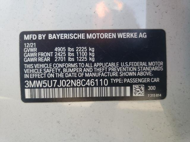 Photo 12 VIN: 3MW5U7J02N8C46110 - BMW M340I 