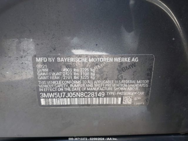 Photo 8 VIN: 3MW5U7J05N8C28149 - BMW 3 SERIES 