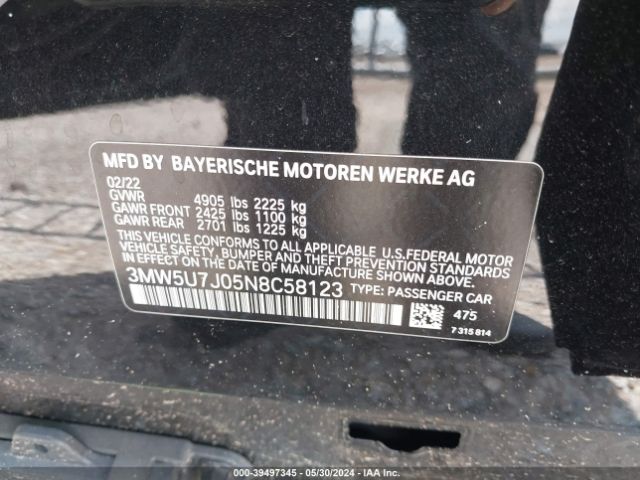 Photo 8 VIN: 3MW5U7J05N8C58123 - BMW M340I 