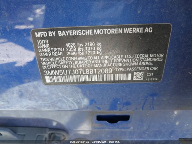 Photo 8 VIN: 3MW5U7J07L8B12089 - BMW 3 SERIES 