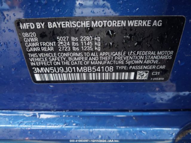 Photo 8 VIN: 3MW5U9J01M8B54108 - BMW M340I 