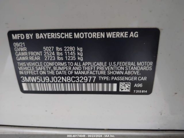 Photo 8 VIN: 3MW5U9J02N8C32977 - BMW M340I 