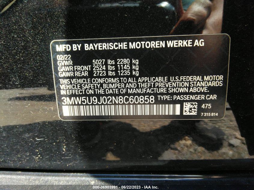 Photo 8 VIN: 3MW5U9J02N8C60858 - BMW 3ER 