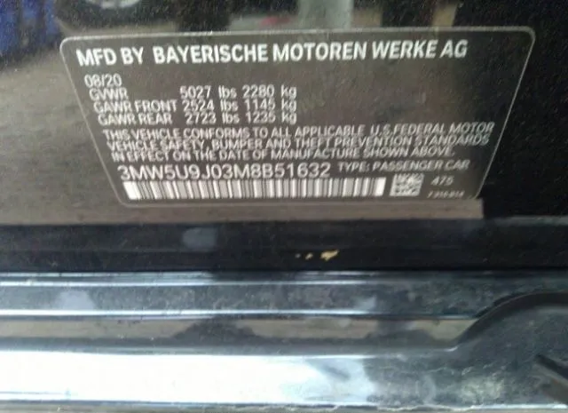 Photo 8 VIN: 3MW5U9J03M8B51632 - BMW 3 SERIES 