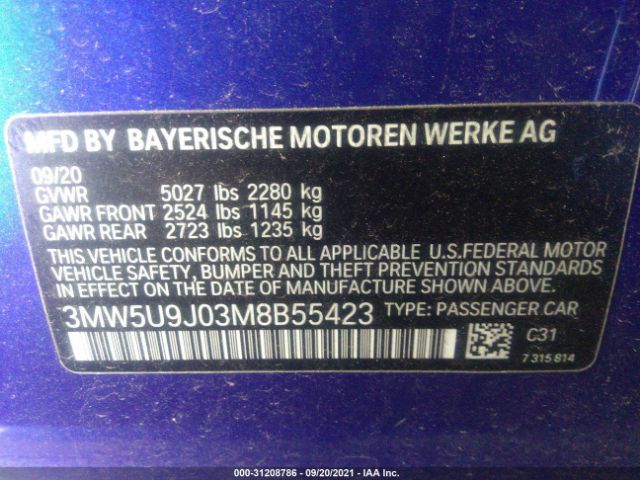 Photo 8 VIN: 3MW5U9J03M8B55423 - BMW 3 