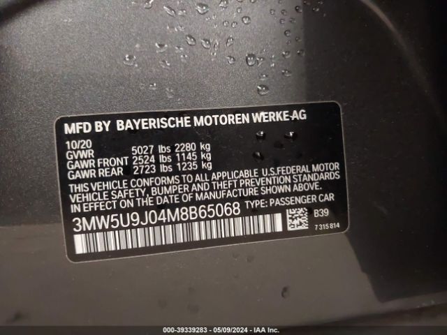 Photo 8 VIN: 3MW5U9J04M8B65068 - BMW 3 SERIES 