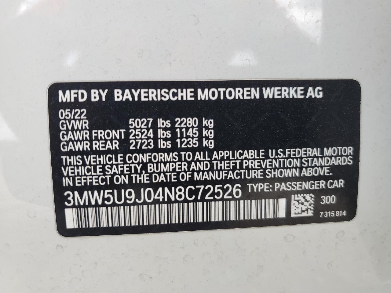 Photo 11 VIN: 3MW5U9J04N8C72526 - BMW M3 