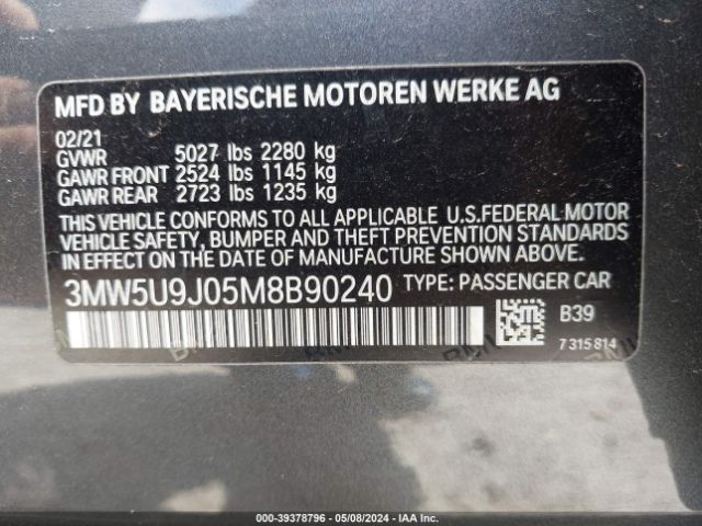 Photo 8 VIN: 3MW5U9J05M8B90240 - BMW M340XI 