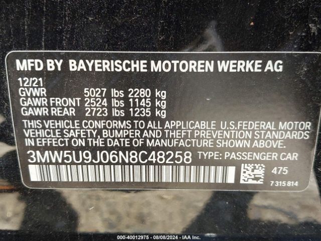 Photo 8 VIN: 3MW5U9J06N8C48258 - BMW M340I 