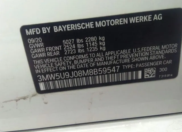 Photo 8 VIN: 3MW5U9J08M8B59547 - BMW 3 SERIES 