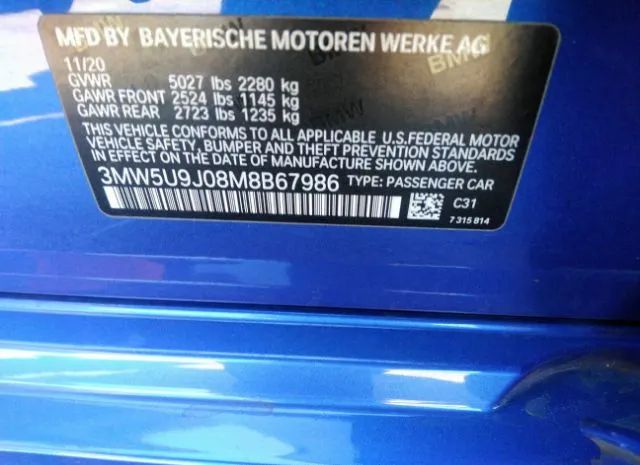 Photo 8 VIN: 3MW5U9J08M8B67986 - BMW M340I 