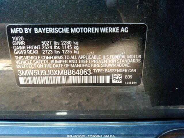 Photo 8 VIN: 3MW5U9J0XM8B64863 - BMW 3 SERIES 