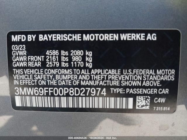 Photo 8 VIN: 3MW69FF00P8D27974 - BMW 330I 