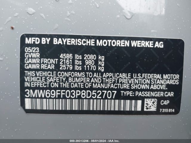 Photo 8 VIN: 3MW69FF03P8D52707 - BMW 330I 