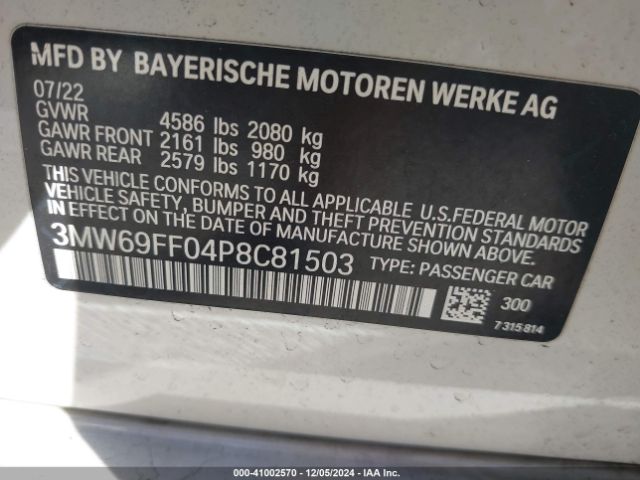 Photo 8 VIN: 3MW69FF04P8C81503 - BMW 330I 