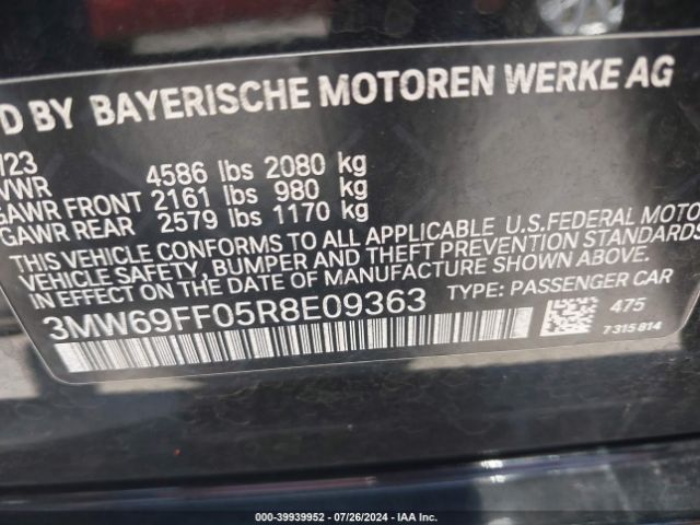 Photo 8 VIN: 3MW69FF05R8E09363 - BMW 330I 