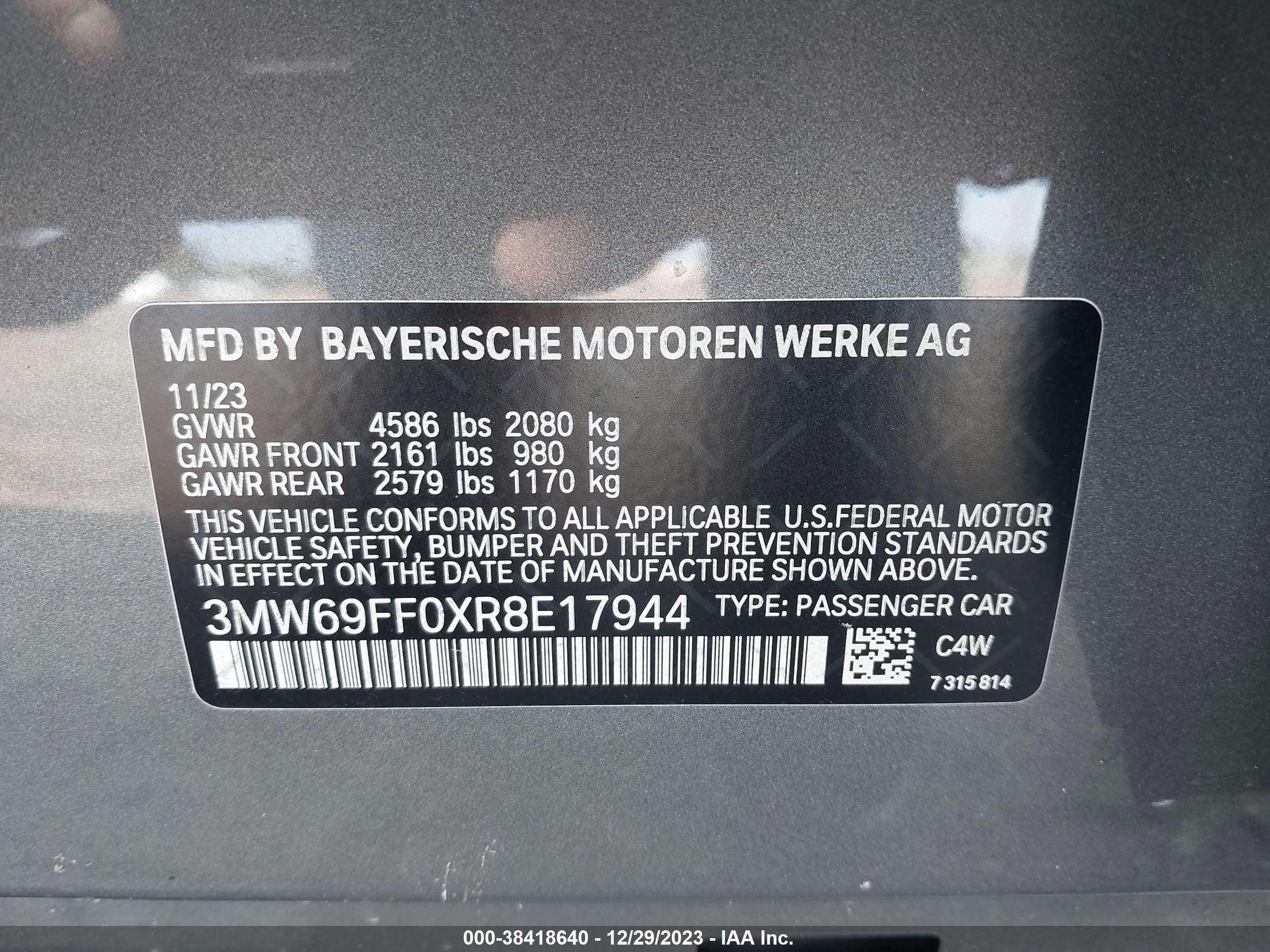 Photo 8 VIN: 3MW69FF0XR8E17944 - BMW 3ER 