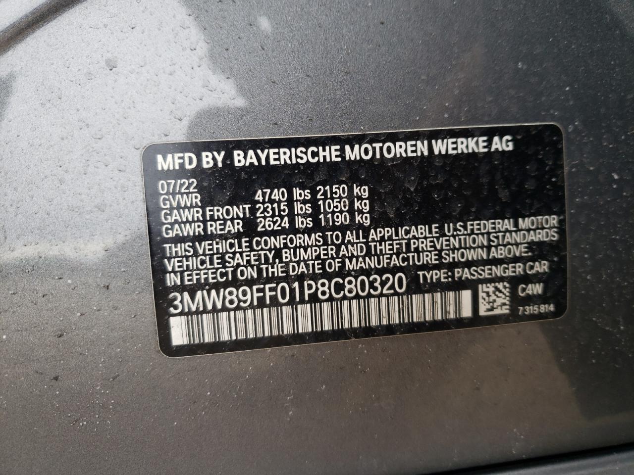 Photo 11 VIN: 3MW89FF01P8C80320 - BMW 3ER 