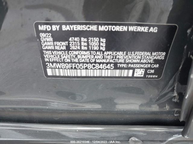 Photo 8 VIN: 3MW89FF05P8C84645 - BMW 3 SERIES 