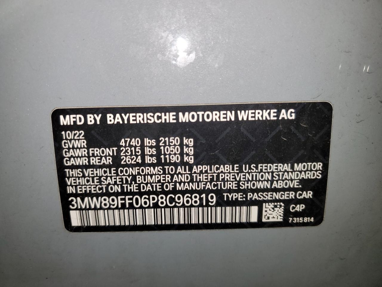 Photo 12 VIN: 3MW89FF06P8C96819 - BMW 3ER 