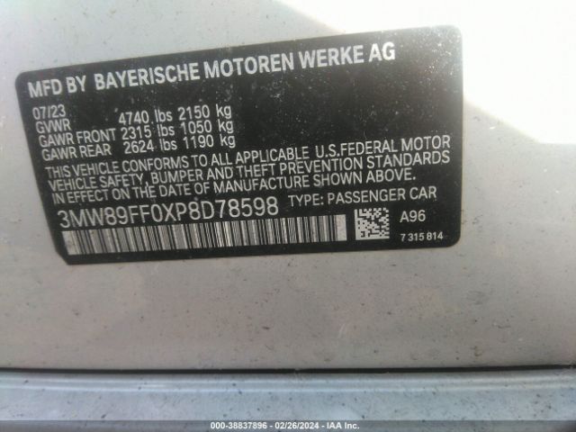 Photo 8 VIN: 3MW89FF0XP8D78598 - BMW 330I 