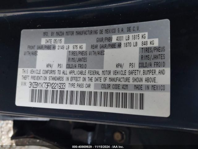 Photo 8 VIN: 3MZBM1K73FM221933 - MAZDA MAZDA3 