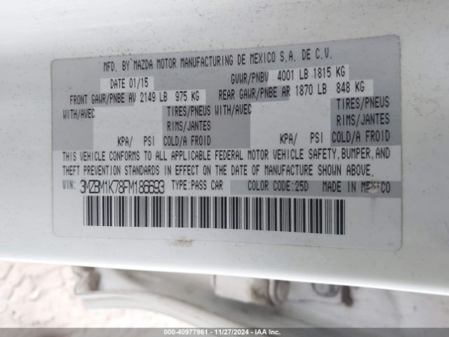 Photo 8 VIN: 3MZBM1K78FM186693 - MAZDA MAZDA3 