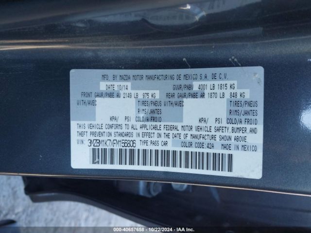 Photo 8 VIN: 3MZBM1K7XFM156806 - MAZDA MAZDA3 