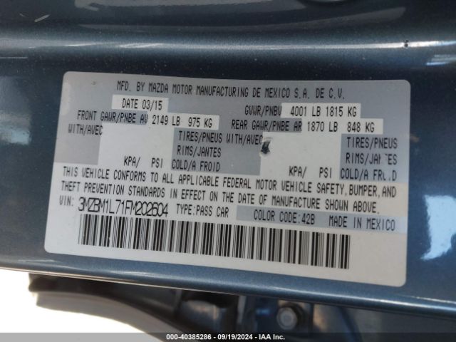 Photo 8 VIN: 3MZBM1L71FM202604 - MAZDA MAZDA3 