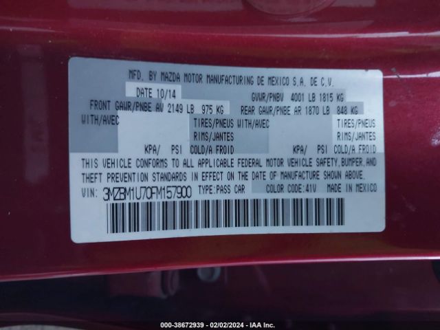 Photo 8 VIN: 3MZBM1U70FM157900 - MAZDA MAZDA3 