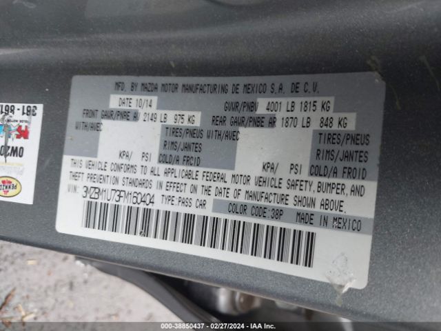 Photo 8 VIN: 3MZBM1U73FM160404 - MAZDA MAZDA3 