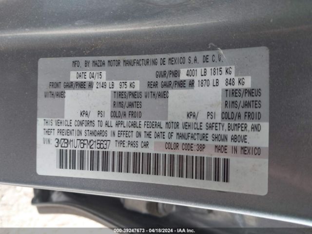 Photo 8 VIN: 3MZBM1U76FM215637 - MAZDA MAZDA3 