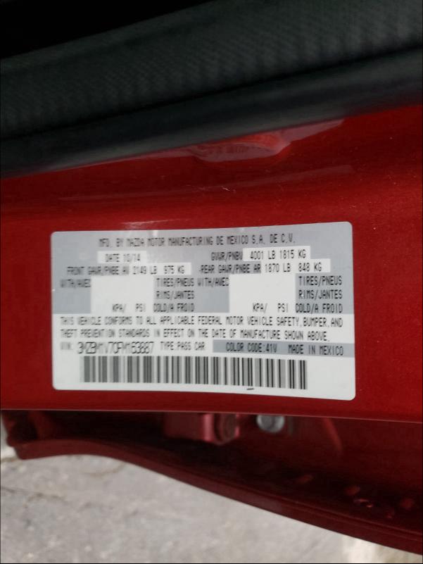 Photo 9 VIN: 3MZBM1V70FM163887 - MAZDA 3 TOURING 