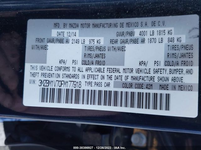 Photo 8 VIN: 3MZBM1V70FM177918 - MAZDA MAZDA3 