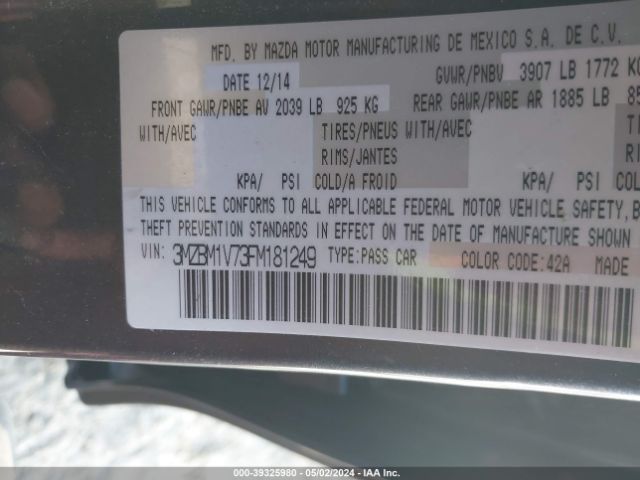 Photo 8 VIN: 3MZBM1V73FM181249 - MAZDA MAZDA3 