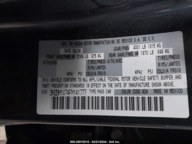 Photo 8 VIN: 3MZBM1V74FM141777 - MAZDA MAZDA3 